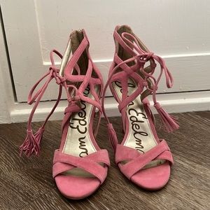 Sam Edelman Pink Suede cage heels